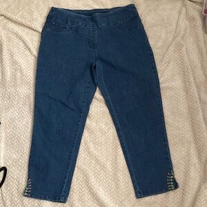 Ruby Rd. Blue Cropped Jeans with Colorful Accents